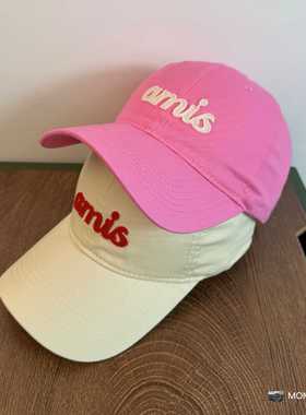 春夏季新款帽子女宽檐鸭舌帽显脸小韩版时尚潮牌amis刺绣棒球帽男