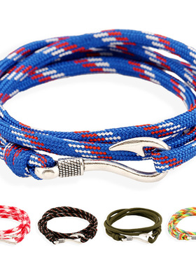 跨境热销饰品欧美时尚海军风情侣手链手绳简约多色鱼钩潮流配饰