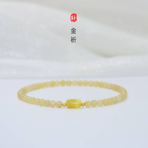 朴朴天然老黄玉金绞蜜蜜蜡手串