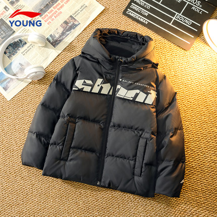 李宁儿童羽绒服男童2024冬季新款中大童小胖孩正品羽绒服加厚外套