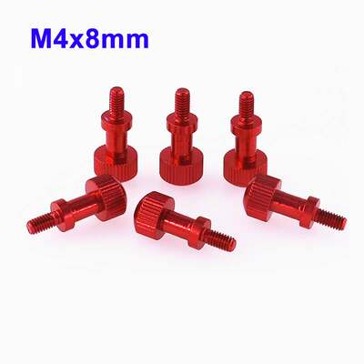 新品2PCS M4x8mm Knurled Thumb Screws Red Non-slip Hand-tight