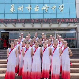 儿童古典舞蹈服新款绽放少儿群舞演出服民族扇子舞红色摇篮舞蹈服