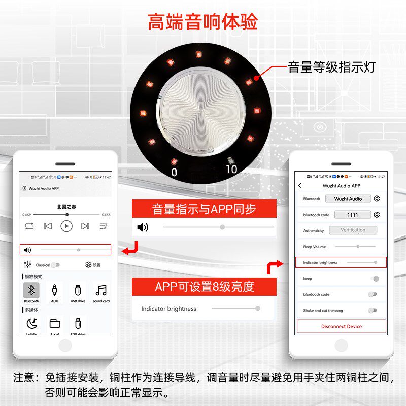 极速新款ZK-R502E炫酷音量指示蓝牙音频功放板模块高低音调节50W+