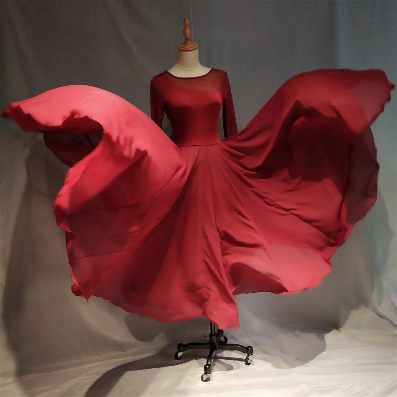 现代舞蹈连衣裙群舞演出服嘉年华蓝迷迭香同款修身长裙艺考服定制