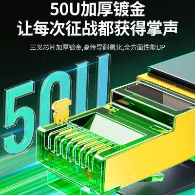 极速绿联网线电竞万兆家用宽带电脑网路八8类连接高速路由器成品