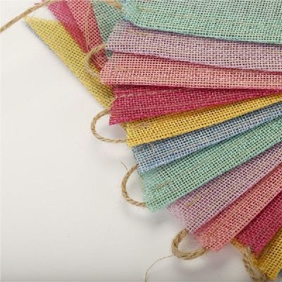 4M 12PCS Colorful Jute Linen Flags Pennant Birthday Bunting