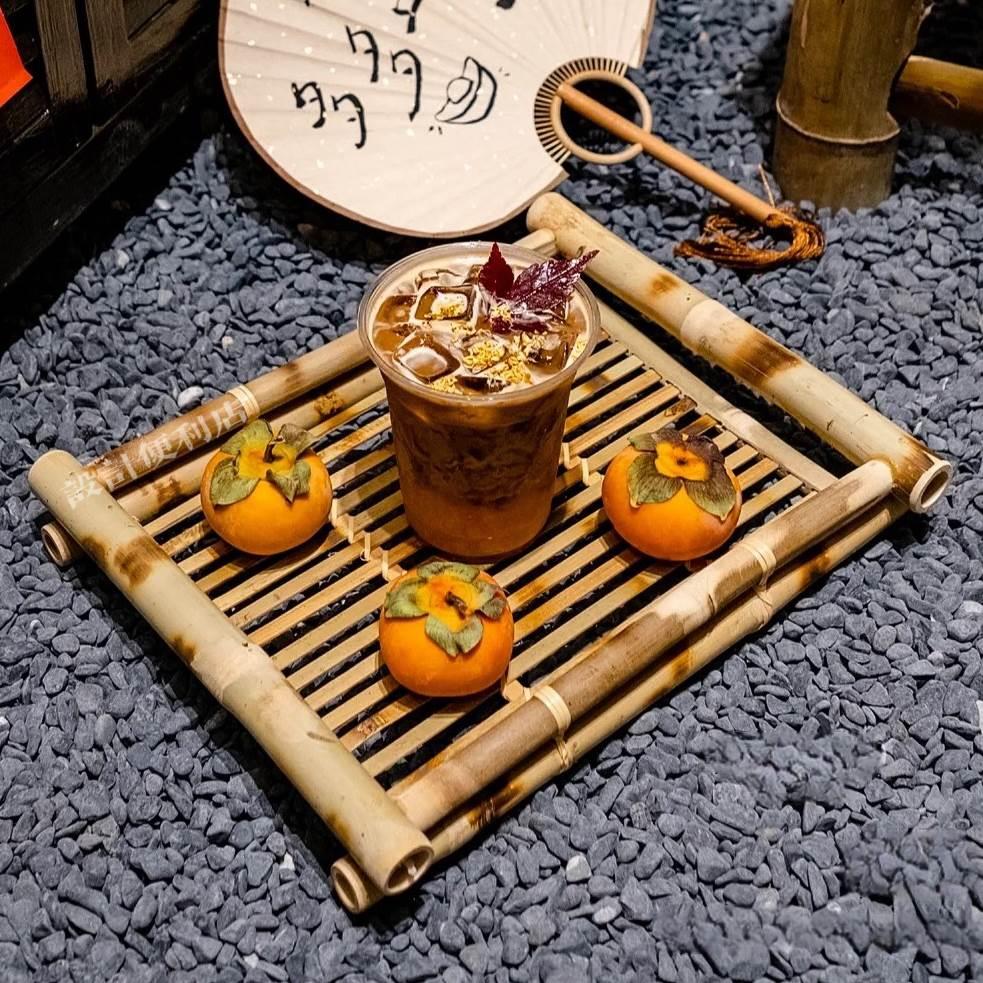 竹编托盘长方形料理盘寿司盘中式餐厅创意竹子下午茶点心盘餐盘