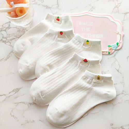 【5双装可爱水果】夏季抗菌女袜