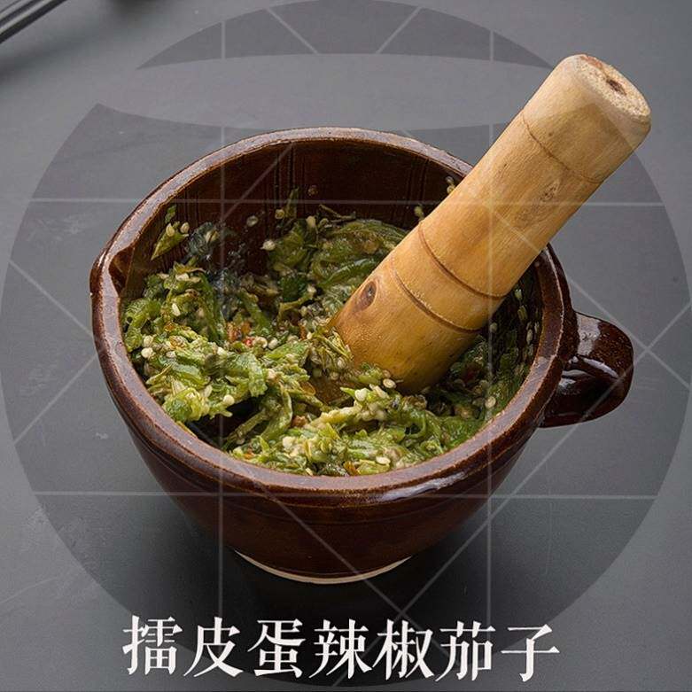 速发擂钵抖辣椒冲皮蛋碗家用磨泥神器舂蒜器老式臼雷茶茄子陶瓷压