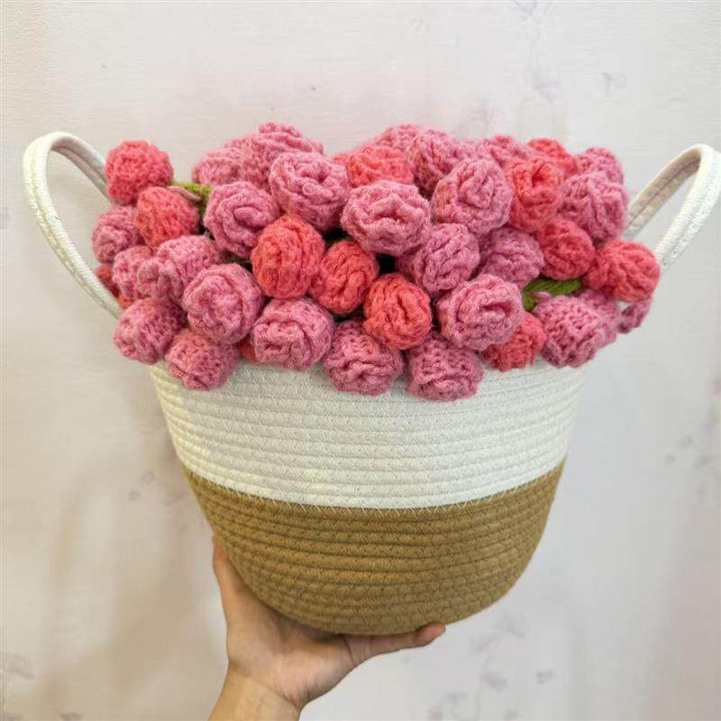 现货玫红玫瑰花毯子胭脂白桃送女生D礼物生日礼物纯手工成品手工