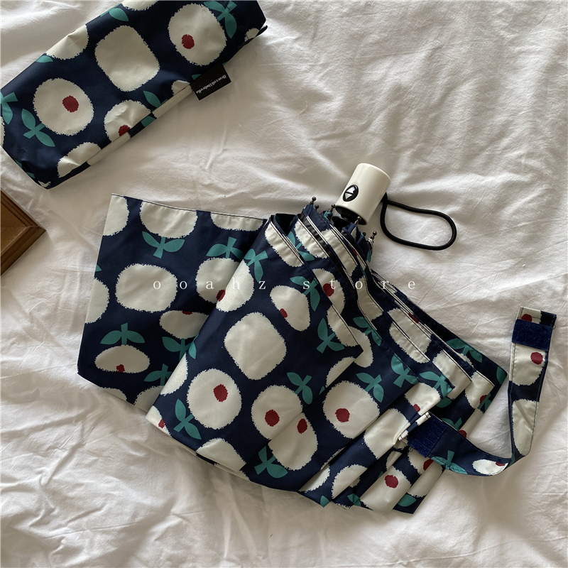 速发朵oahz 低调的o町蓝~ 全自0款upf5动+黑胶遮防晒晴雨两用伞