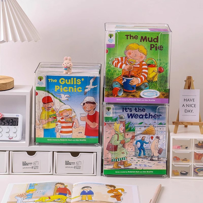 速发书立桌架面学生固定收纳盒置克力书架透明书桌上整理亚物架