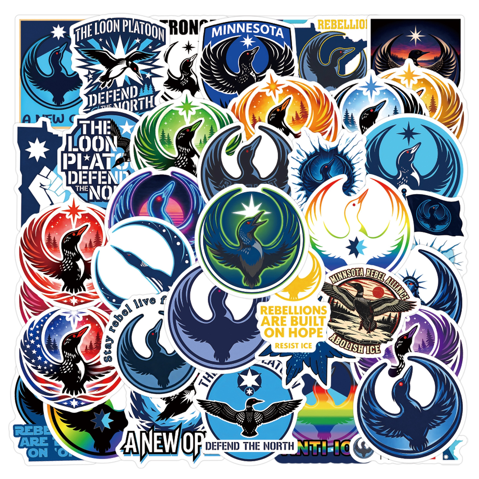 50张潮玩新款Rebel Loon涂鸦贴纸装饰笔记本电脑平板吉他滑板手机后壳玻璃水杯机箱电动车摩托车头盔贴画防水