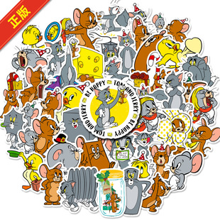 50张卡通动漫猫和老鼠贴纸汤姆和杰瑞手机壳后背滑板电动车头盔电脑机箱水杯玻璃门窗吉他行李箱贴画防水小图