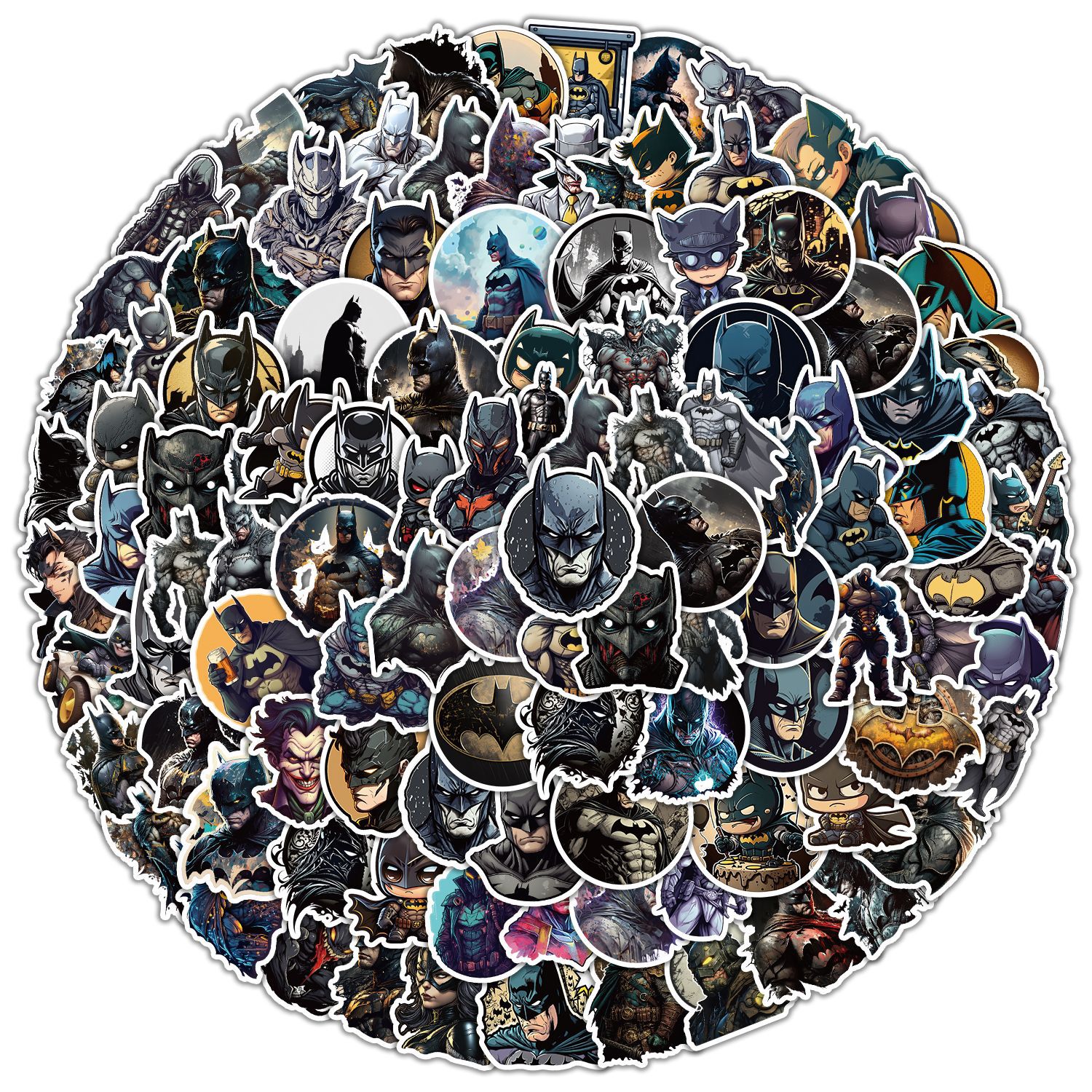 100张个性卡通超级英雄创意蝙蝠涂鸦侠贴纸笔记本电脑平板吉他冰箱水杯儿童行李箱自行车充电宝装饰贴画防水
