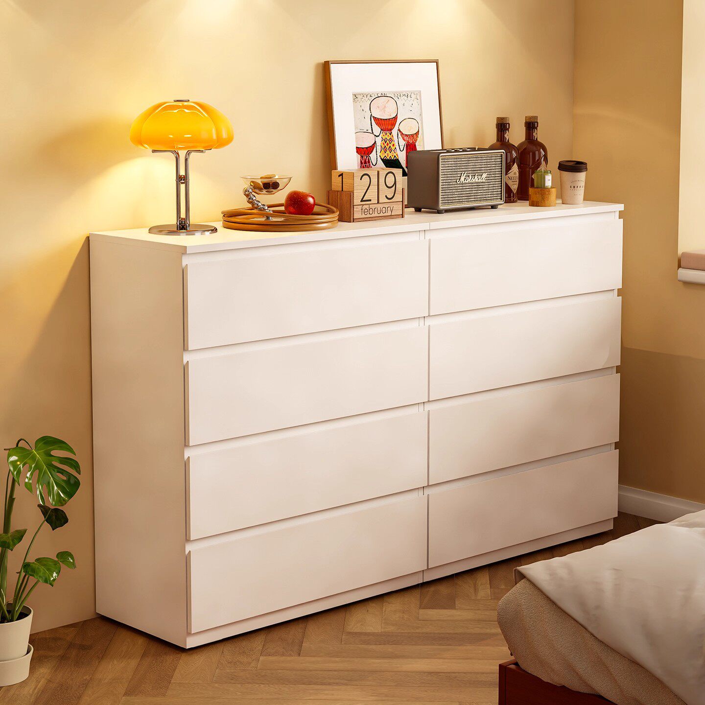 家用钢制五斗柜铁皮斗柜落地多层收纳储物柜卧室床头抽屉柜梳妆台