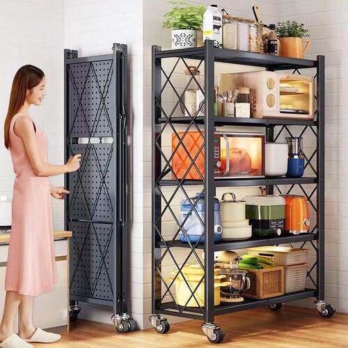Kitchen installation free folding shelf home microwave oven