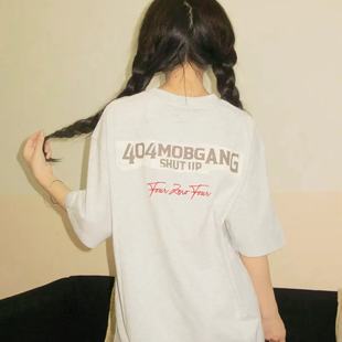 街头中性风潮牌小众潮牌上衣服 复古个性 字母贴布男女款 夏季 美式