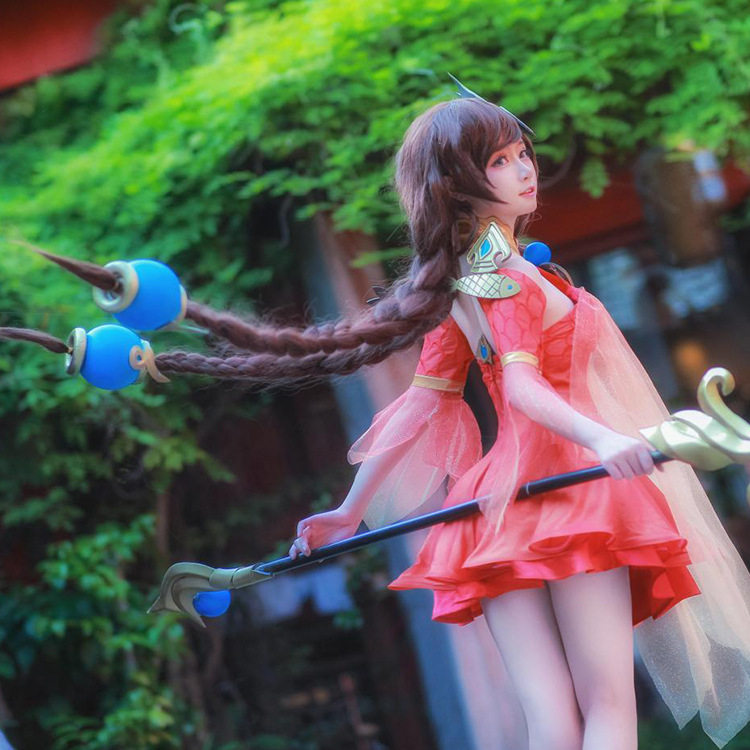 王者大乔cos假发双马尾麻花辫斜刘海女式动漫游戏cosplay长发