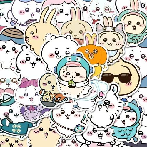 100贴吉伊卡哇可爱chiikawa贴纸卡通diy高颜值装饰手账防水贴画