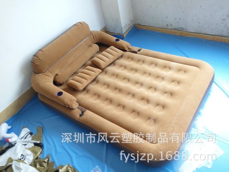 极速。PVC inflatable flocking r cushion bed 1.5m double hous