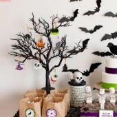 Halloween For Party Pumpkin 8pcs Bat Decors Ghost Tree