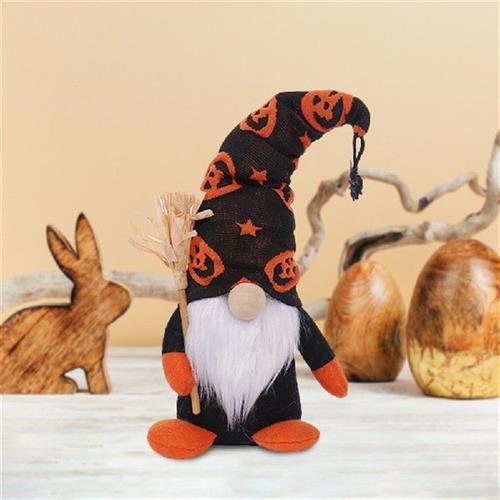 Halloween Faceless Gnome Doll Handmade Spider Witch Hat
