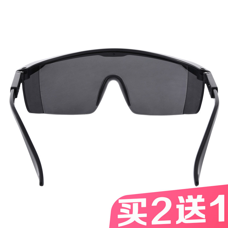 黑镜框灰色镜片防冲击护目镜劳保男女骑行防风沙防尘太阳眼镜包邮