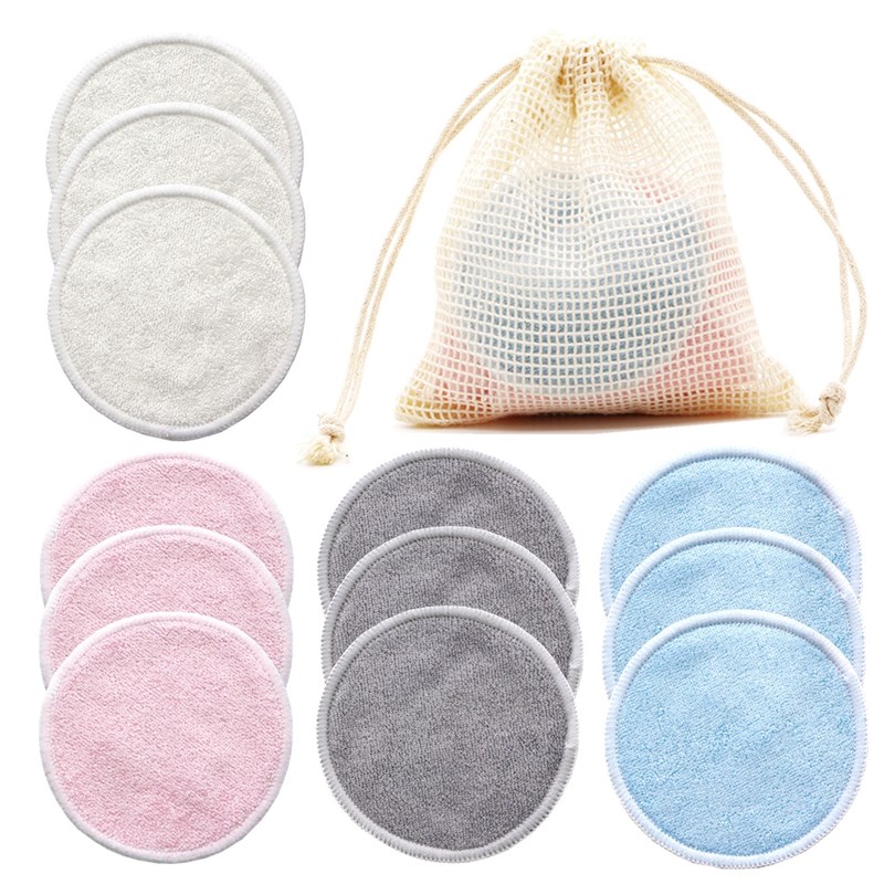 Reusable Bamboo Makeup Remover Pads 12pcs Washable Rounds Cl