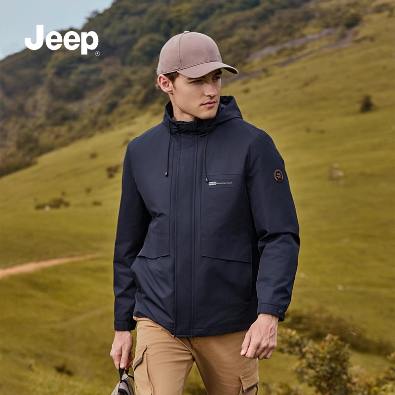 jeep吉普官方男士冲锋外套棉服2024新款秋冬户外防风棉衣夹克男K