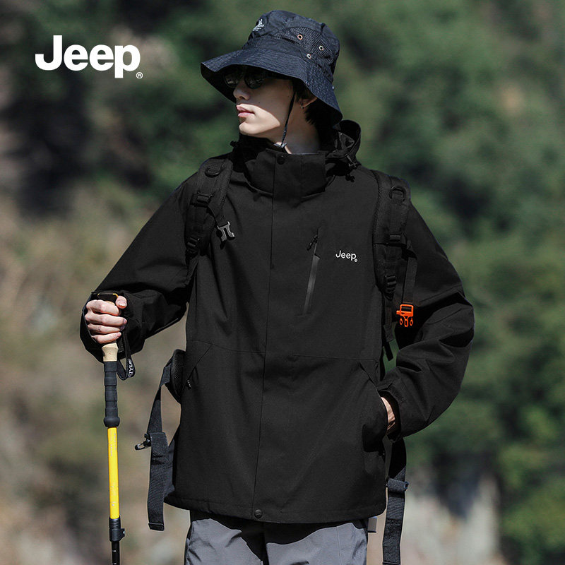 JEEP/吉普官方旗舰2025秋冬装男士冲锋外套女户外三合一防风上衣K