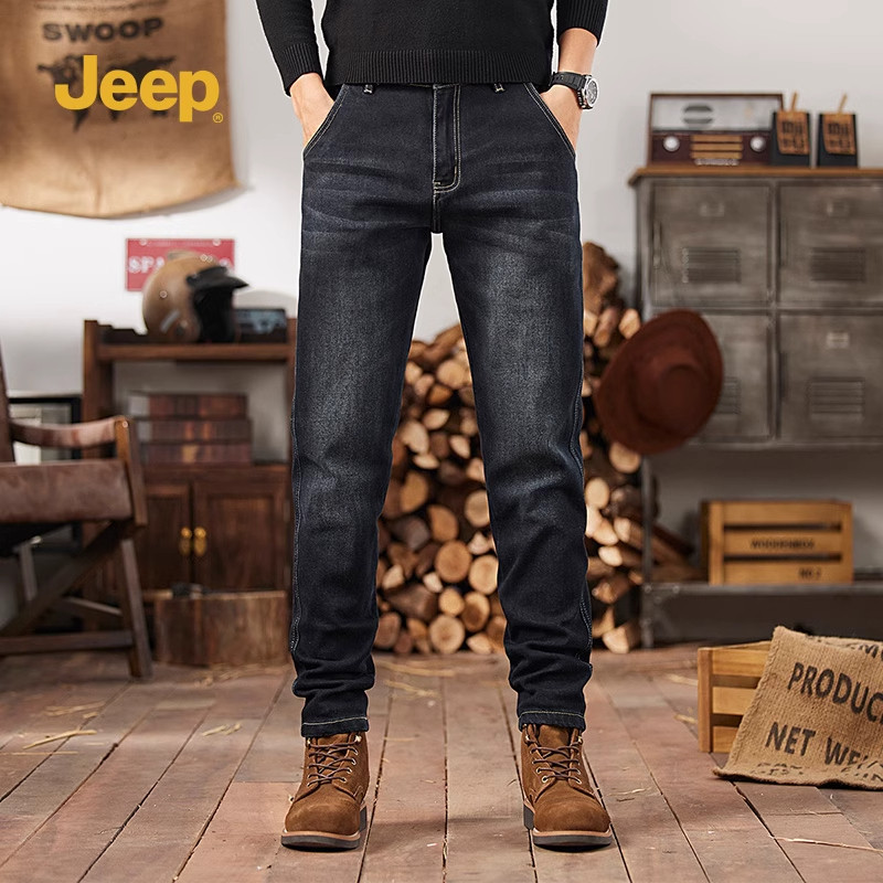 jeep吉普官方2026春季新款休闲弹力牛仔裤男士潮牌修身长裤子男款