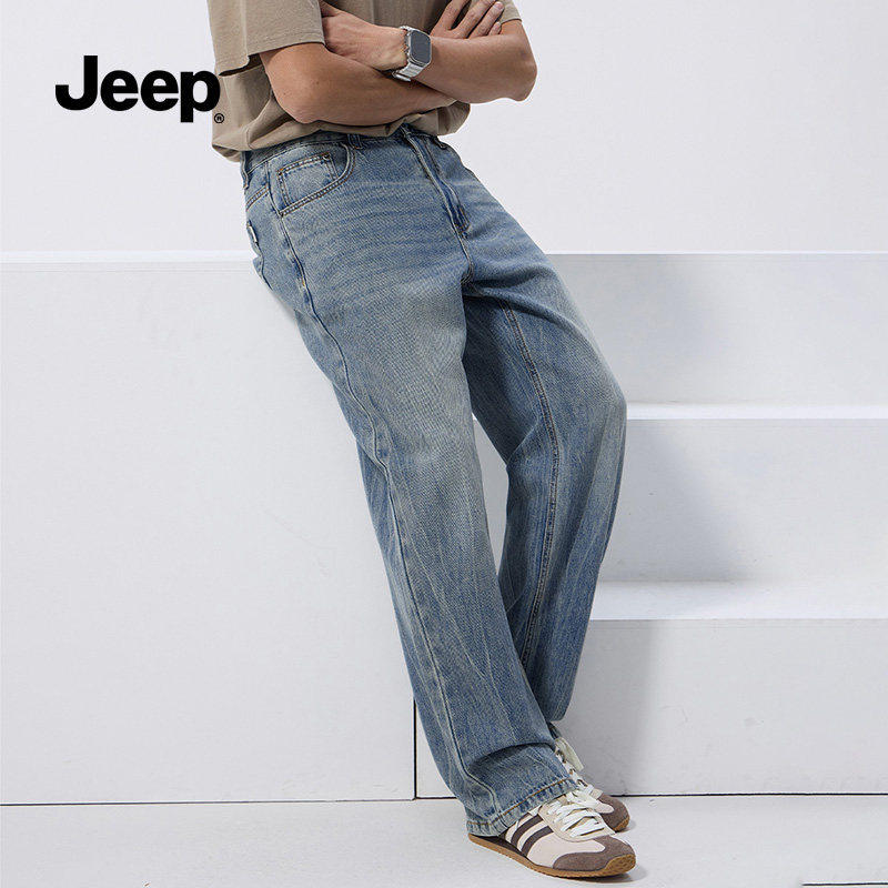 jeep吉普美式牛仔裤男士2025春秋季潮牌痞帅宽松直筒长裤子男款X,男装,牛仔裤,淘宝优惠券,粉丝福利购,淘宝优惠卷