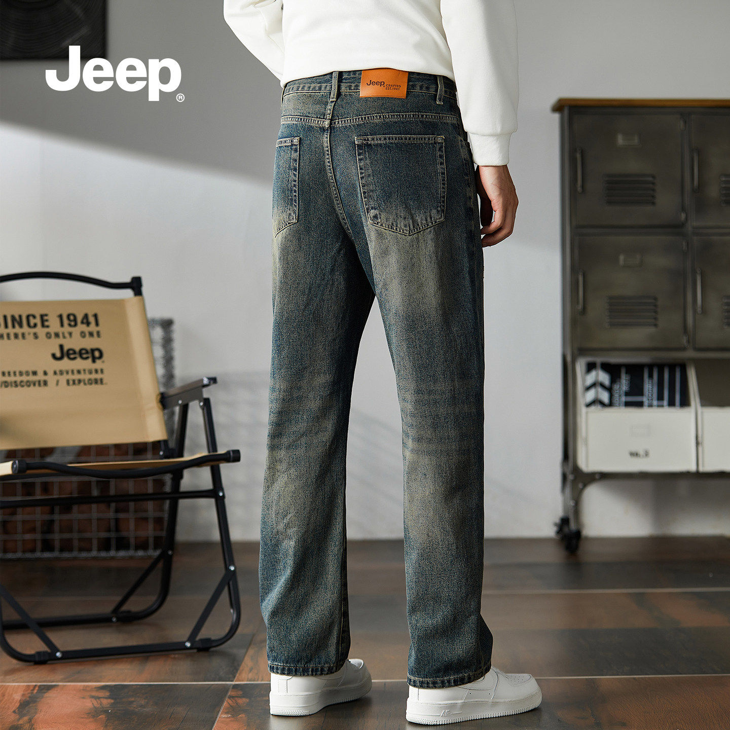 JEEP/吉普复古怀旧牛仔裤男士2025新款秋冬商务加厚百搭直筒裤子S