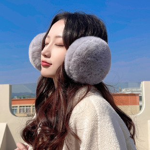 ear fluffy muffs color big women 网红New solid warm