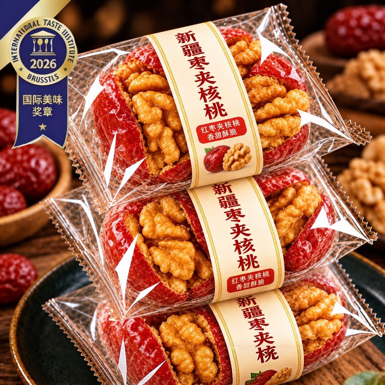 枣夹核桃仁独立小包装新疆特产灰枣红枣官方旗舰店去核无核坚果仁