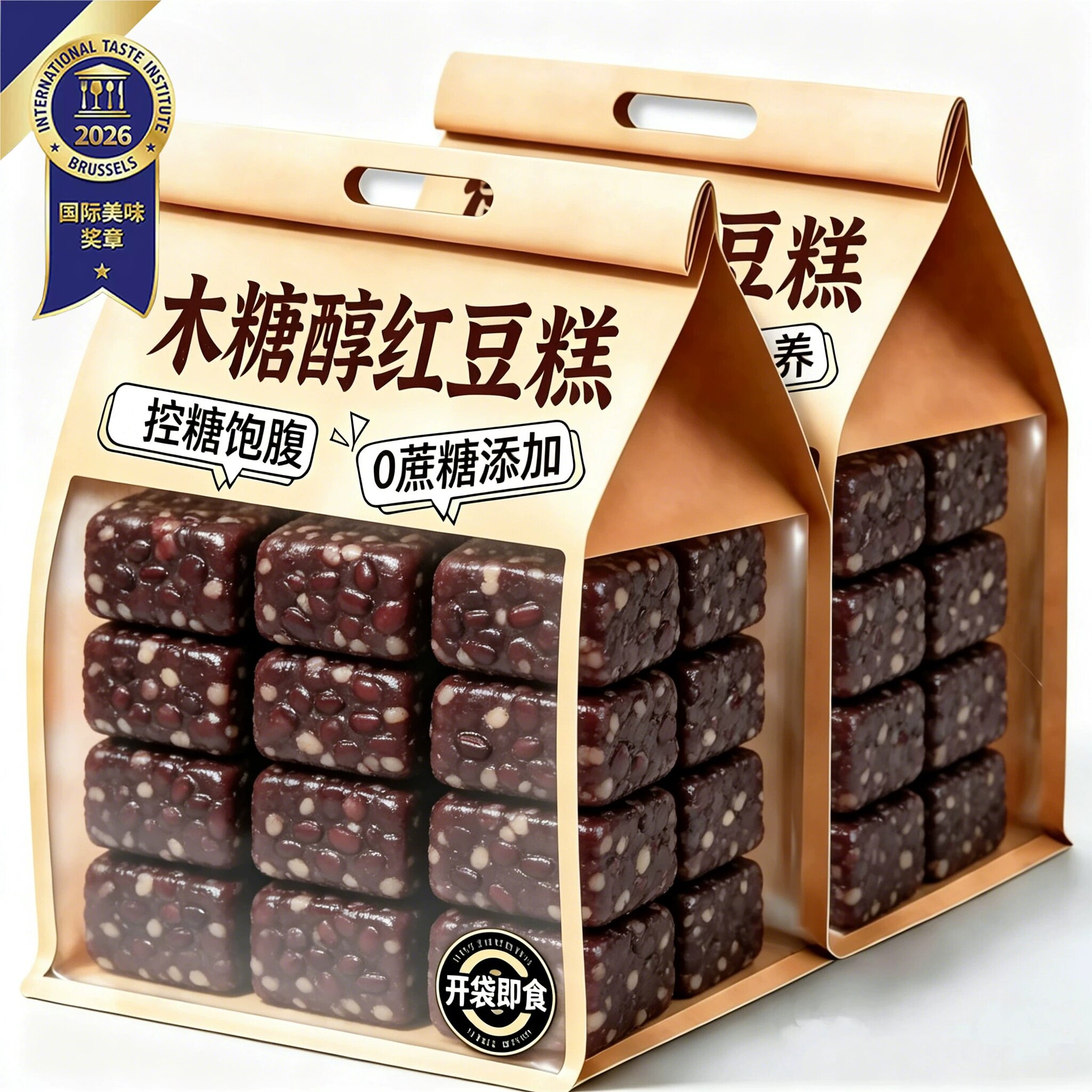 红豆糕无糖新鲜手工开袋即食不添加蔗糖红豆饼糖人早餐夜宵红豆包
