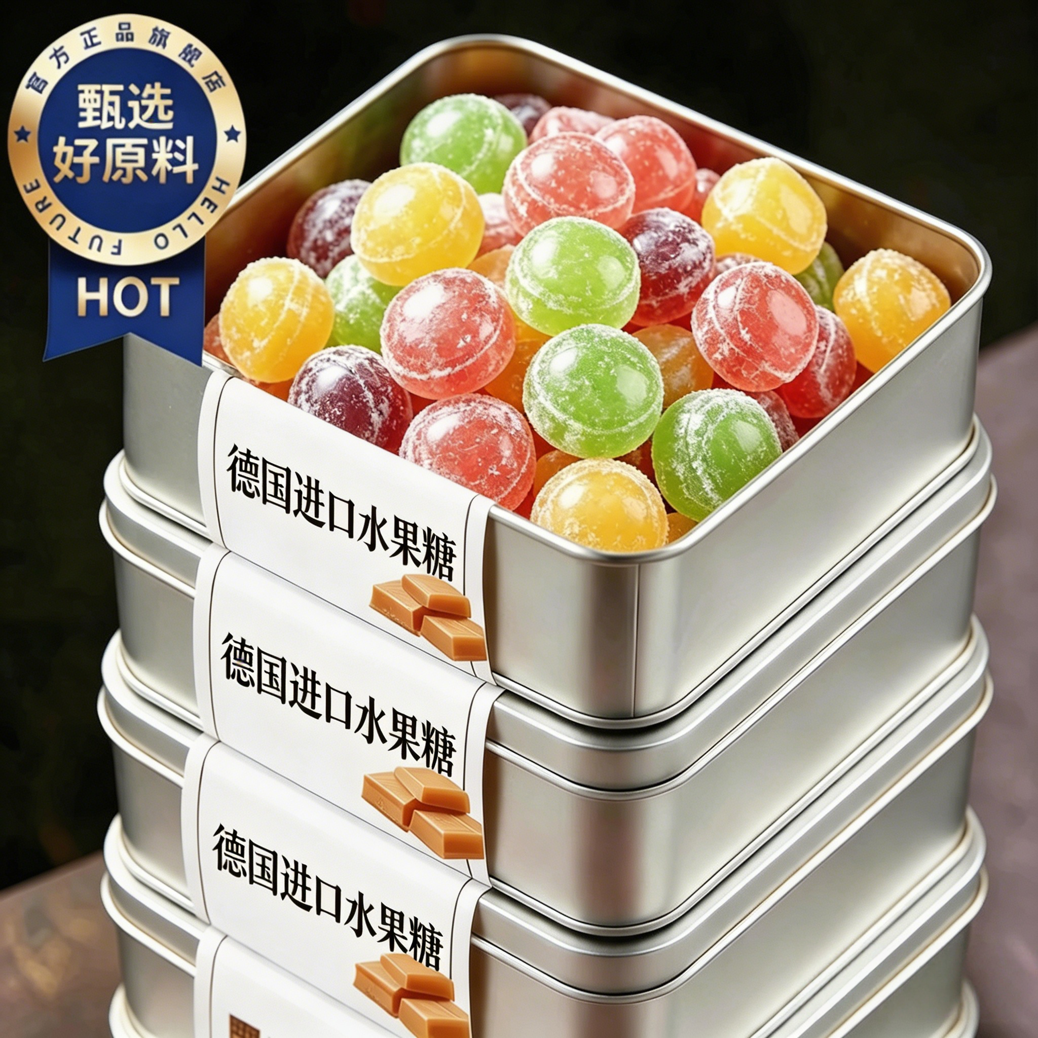 德国进口硬糖什锦水果味网红零食糖果袋装办公室零食休闲小零食