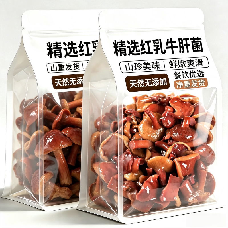 红乳牛肝菌500g野生食用菌菇云南特产新鲜速冻涮火锅美味蘑菇滑嫩