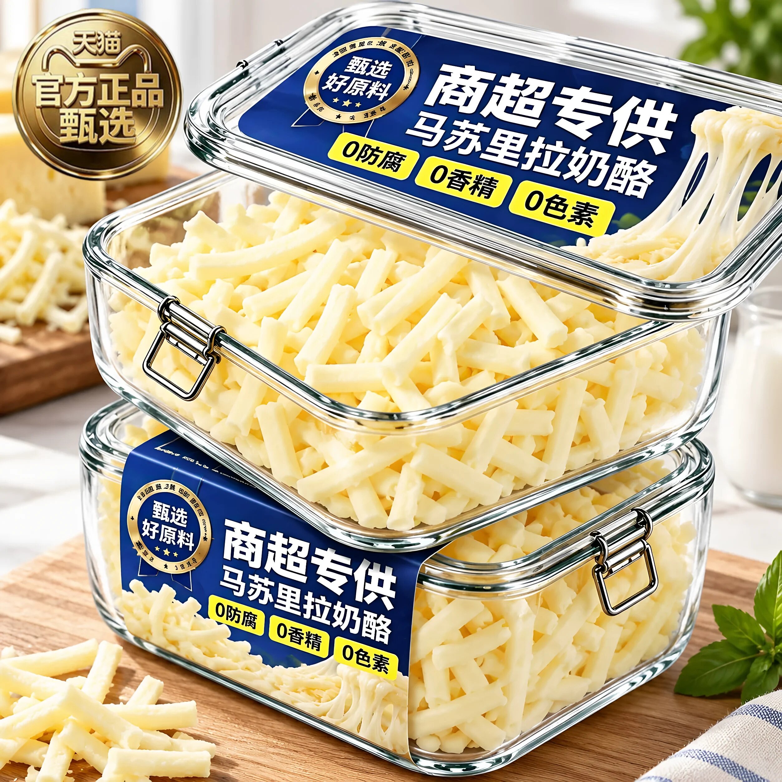 马苏里拉芝士碎拉丝家用自制烘焙材料披萨芝士焗饭奶酪块拉丝芝士