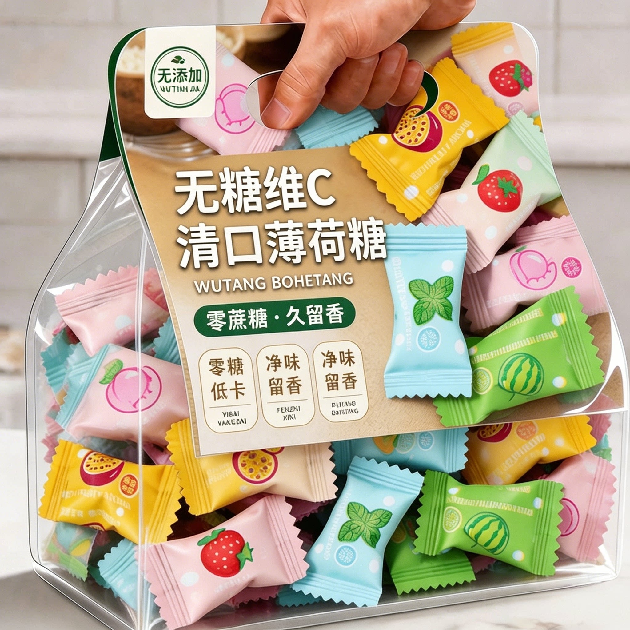 维C薄荷无糖硬糖小包装提神润喉图片