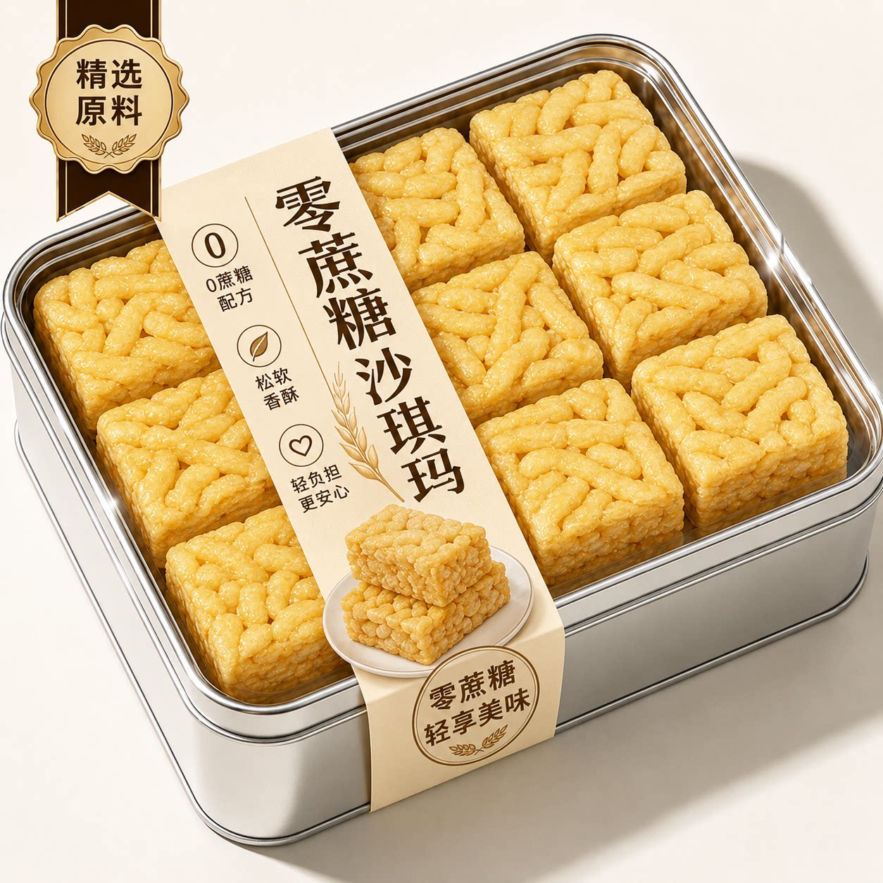 牛乳沙琪玛无蔗糖无添加整箱零食图片