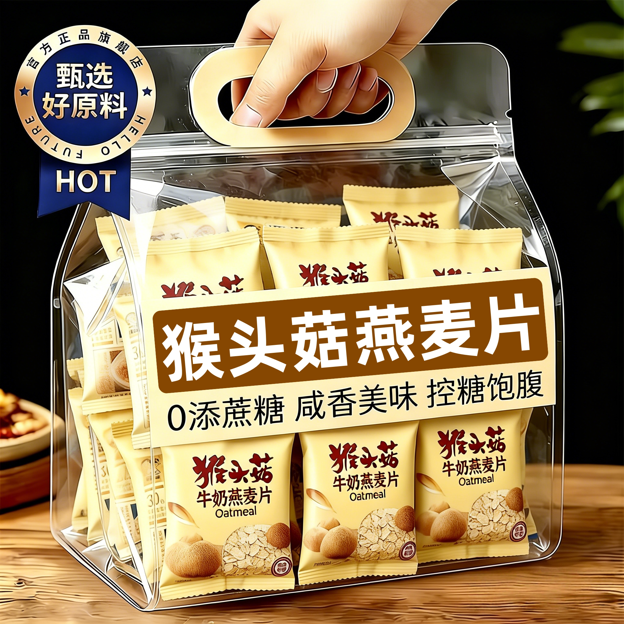 天猫甄选猴头菇牛奶燕麦片旗舰店图片