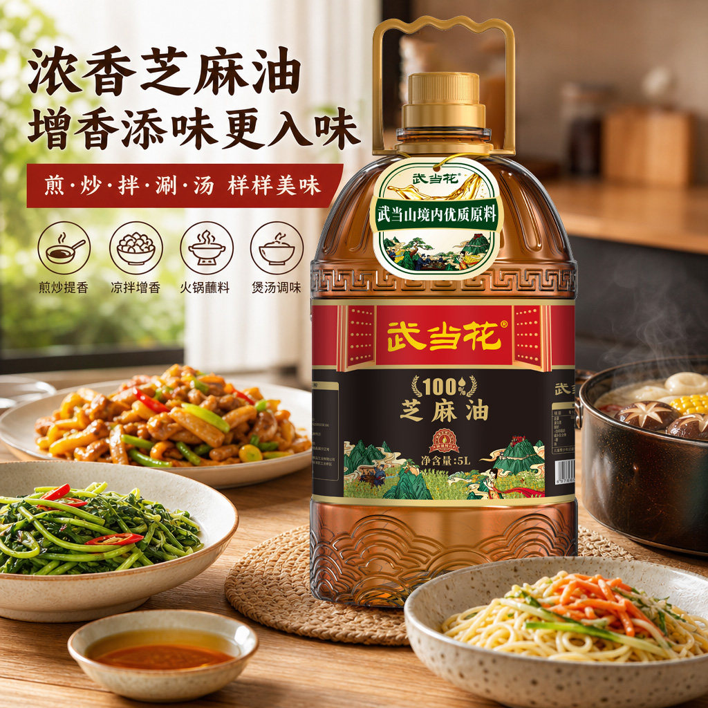 武当花一级压榨芝麻油5L增香