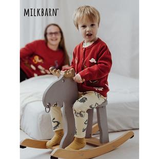 儿童提花套头衫 Milkbarn2024新品 宝宝年服秋冬毛衣男女童针织上衣