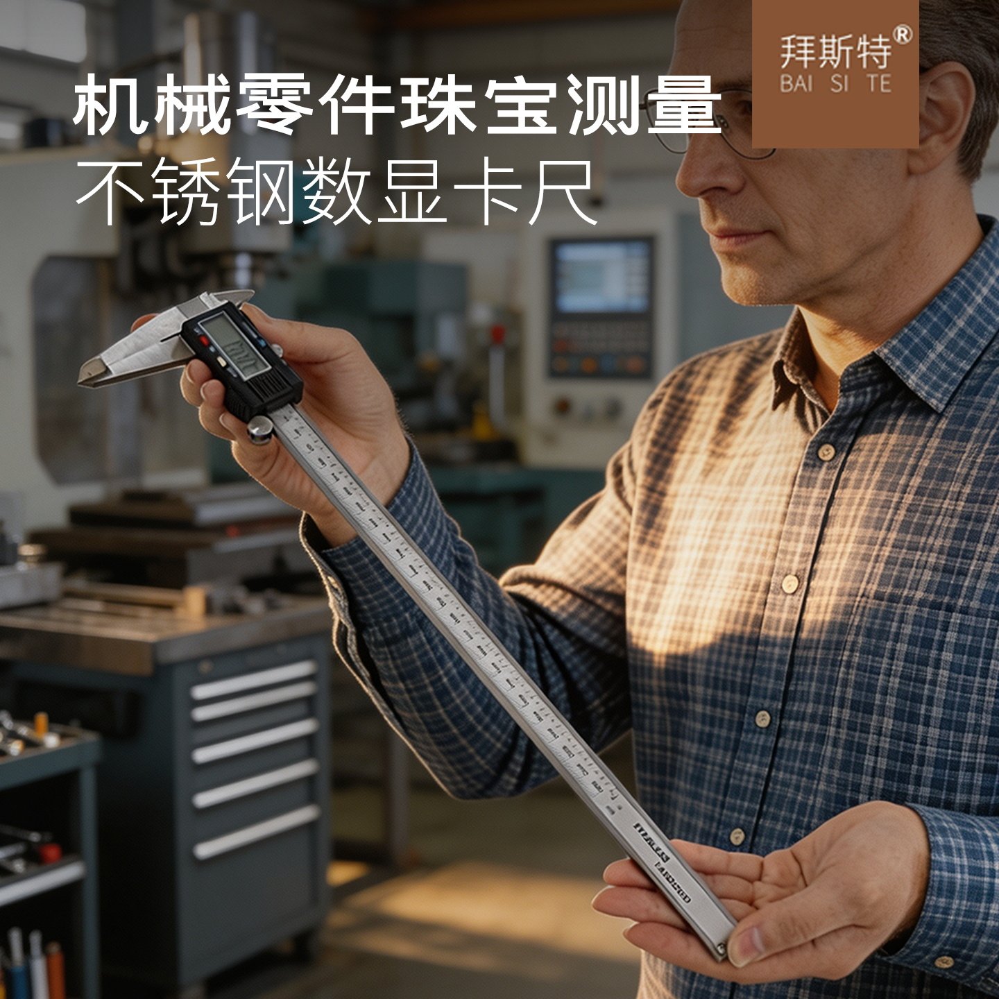 电子数显游标卡尺300mm不锈钢大显示屏自动清零测量内径外径深度 - 实物图