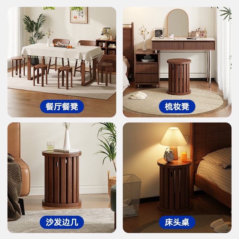 实木小凳子家用矮凳板凳木凳客厅B吃饭餐桌凳叠叠乐多功能组合圆