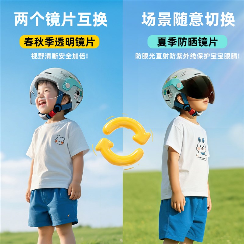 2025新款儿童头盔夏季电动车男孩女孩透气L3c认证防晒四季款安全