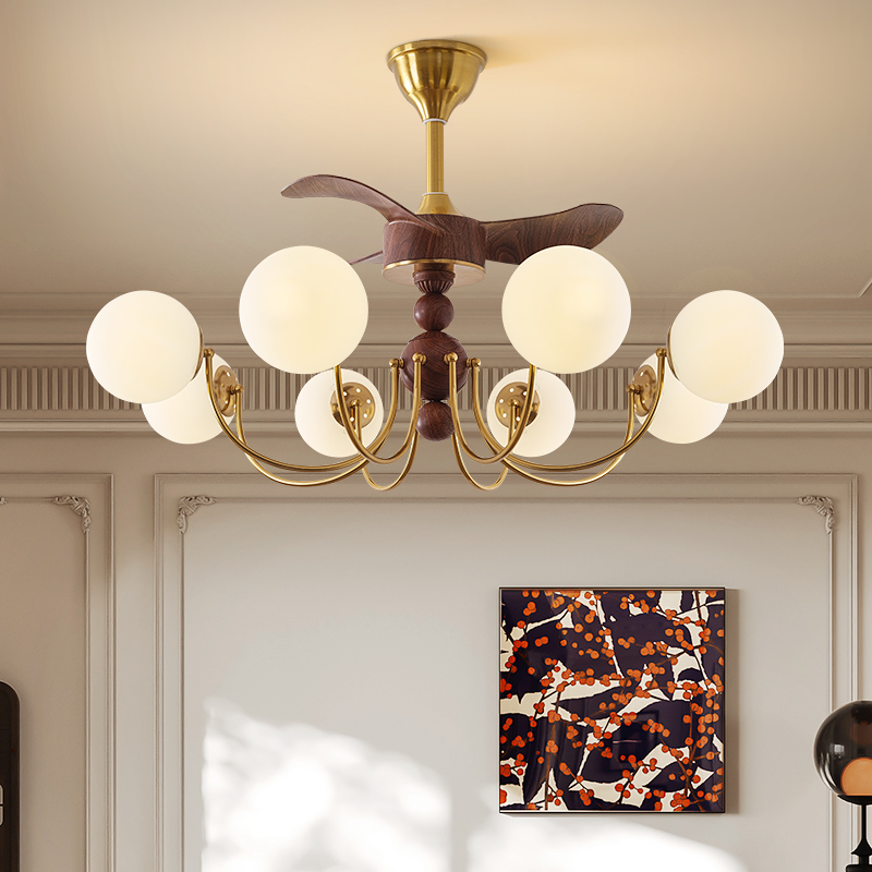 灯示2025新款胡桃木色客厅吊灯