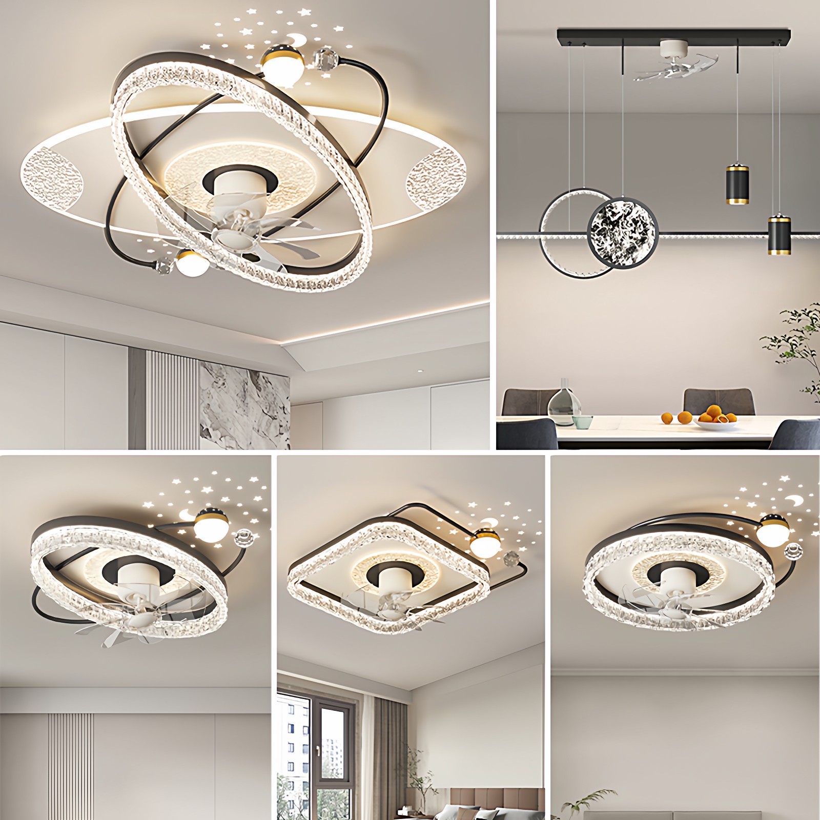 风扇灯2025新款客厅吸顶灯意式极简轻奢高级感全光谱护眼主卧室灯